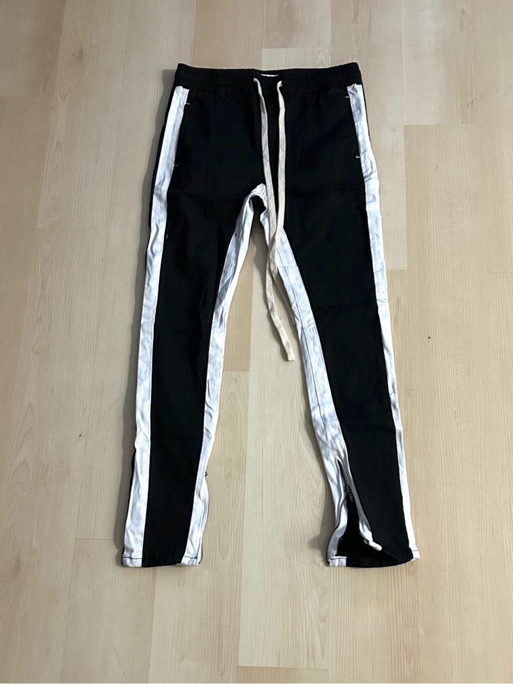 Fashion Nova Black Joggers with White Side Stripes